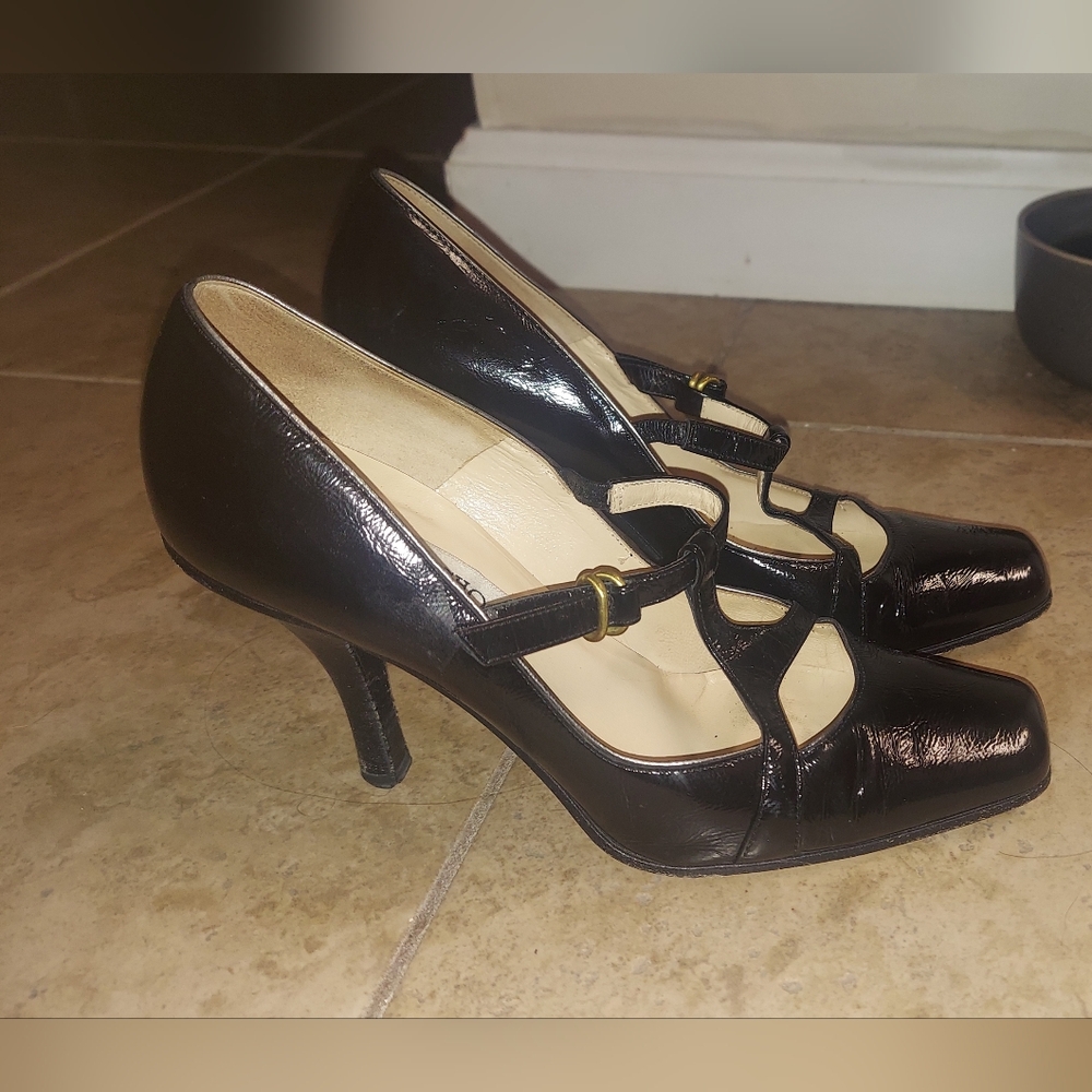 Jimmy Choo Black Women's Heels Dress Shoes Size 6.5 (36.5) Leather Pumos